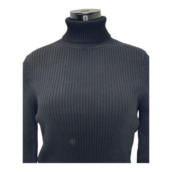 The Kooples Black Ribbed Turtleneck Sweater - Picture 2 of 13